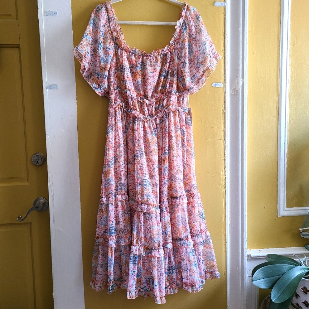 Anthropologie Love the label waterlily print dress Size M